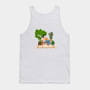 Reading and plants illustration 2 Tank Top